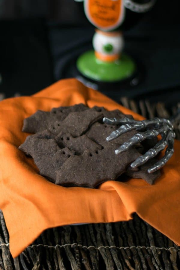 Bats and cats chocolate graham crackers PLUS 25 more Vegan Halloween Recipies in the eBookThe Ghoulish Gourmet by Kathy Hester