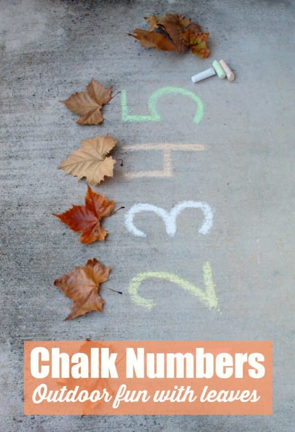 Chalk Numbers with Leaves An Outdoor Fall Math Game for Kids