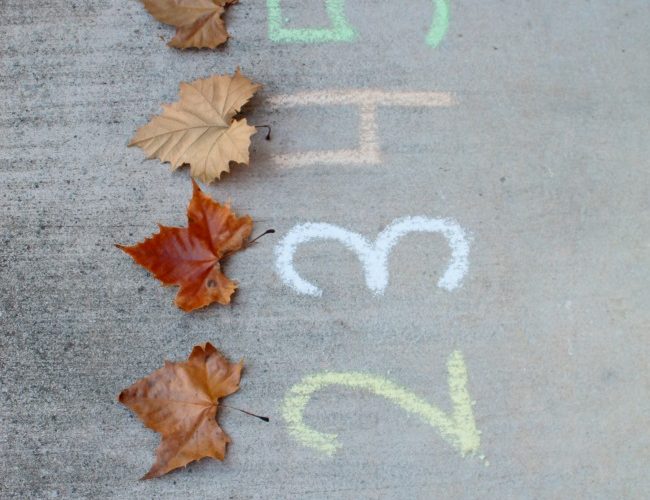 chalk numbers outdoor fun with leaves