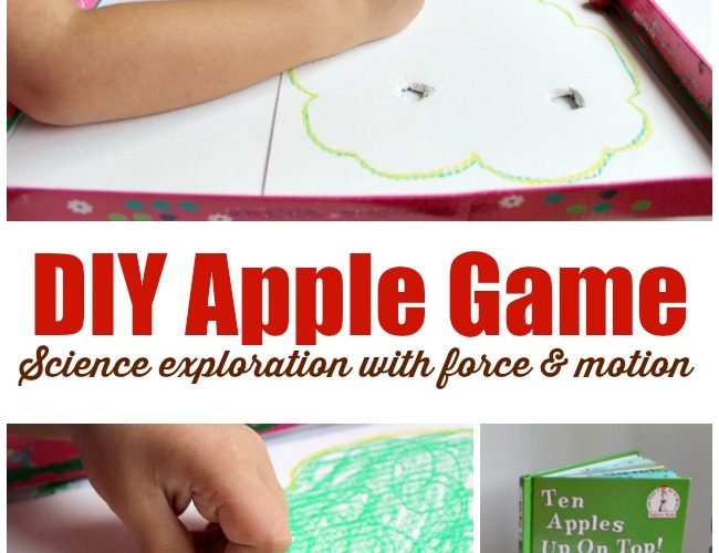 DIY apple game to explore force and motion science with preschoolers