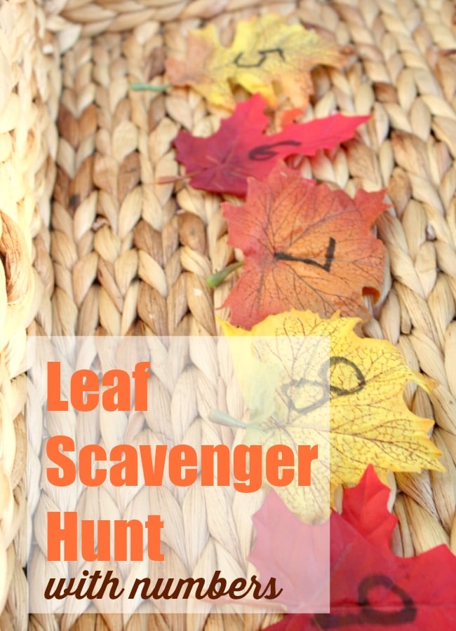 Leaf Scavenger Hunt with Numbers for Kids this Fall