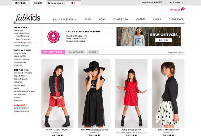 Fabkids online selections for Kids 