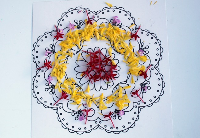 Creating a Flower Rangoli for Diwali with Kids 