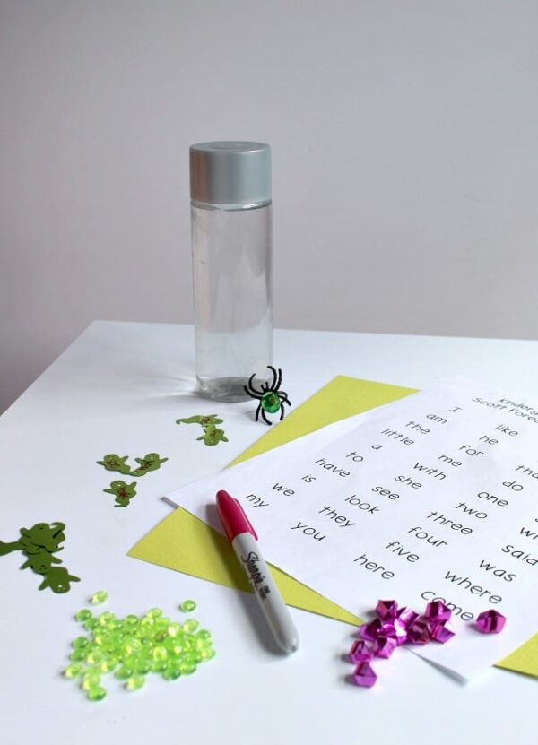 Ghost Themed Sensory Bottle Sight Word Game for Beginning Readers