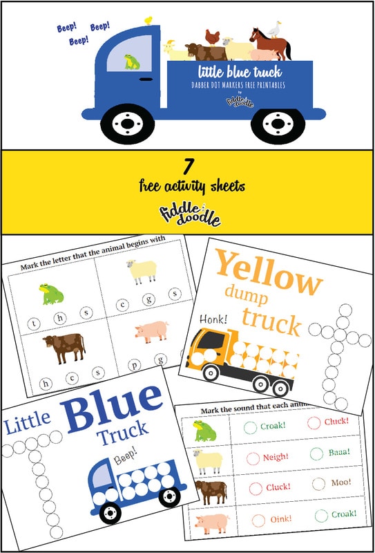 Little Blue Truck Printable with Dot Markers from Fiddle and Doodle 