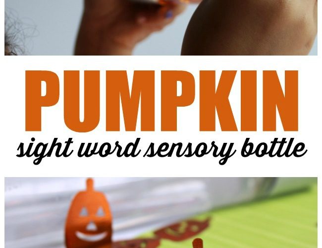 Pumpkin Sight Word Sensory Bottle Game for Beginning Readers