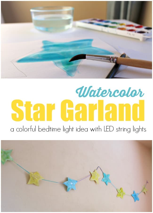 Watercolor Star Garland with LED Lights for Bedtime 