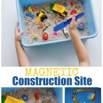 Construction Themed Sensory Bin for Preschoolers with Magnets