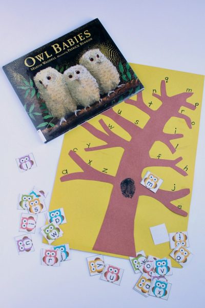 Owl alphabet game for preschoolers