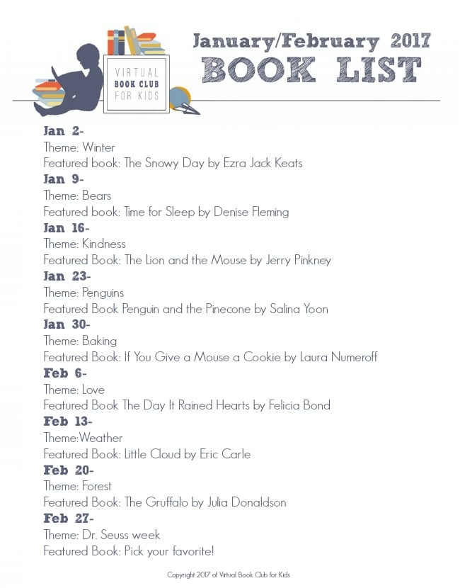 January Book List for Virtual Book Club for Kids 2017