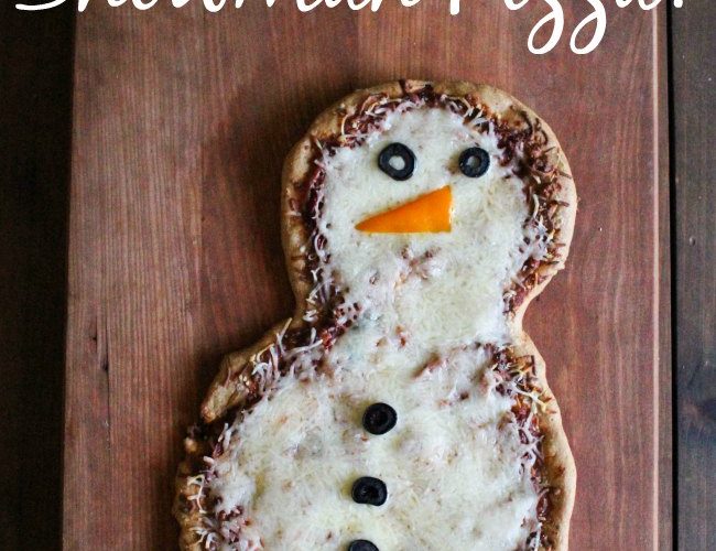 Snowman Pizza Recipe - snowman books and snowman pizza, the perfect combination for kids to read, make and eat.