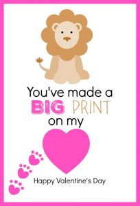 Lion Valentines' Day Card " You've made a big print on my heart"