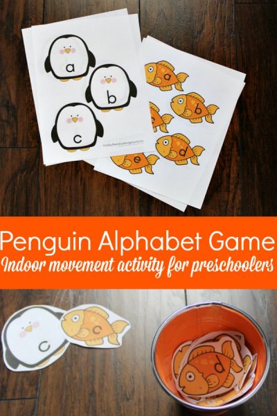 Penguin Themed Alphabet Game for Preschoolers with Printables