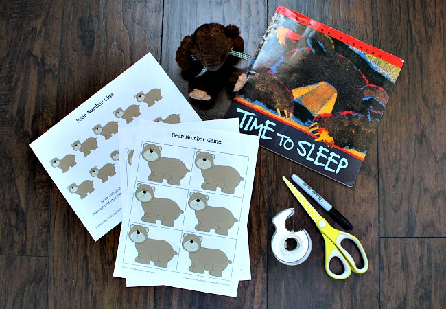 Printable Bear Number Game for Preschoolers with Number Line Activity