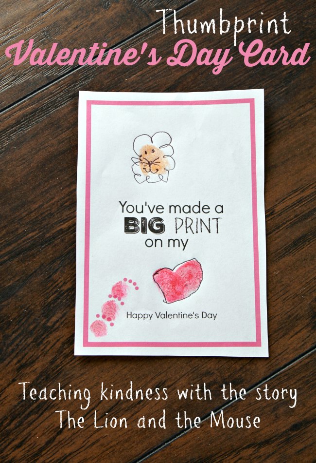 Teaching Kindness with Kids Using Valentine's Day Thumbprint Card