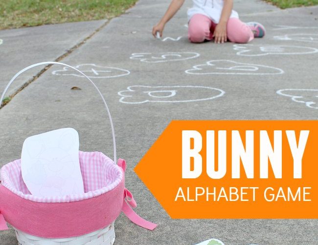 Bunny Alphabet Game with Sidewalk Chalk for Movement and ABC Fun for Preschoolers