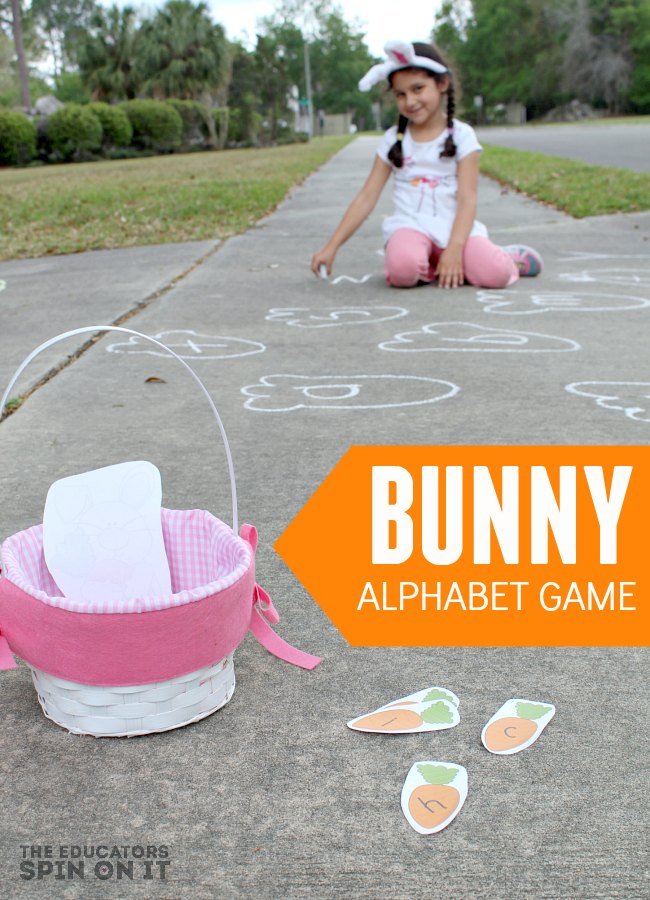 Bunny Alphabet Game with Sidewalk Chalk for Movement and ABC Fun for Preschoolers