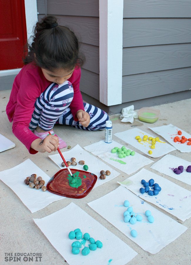 Painting Acorns for Rainbow Math Games