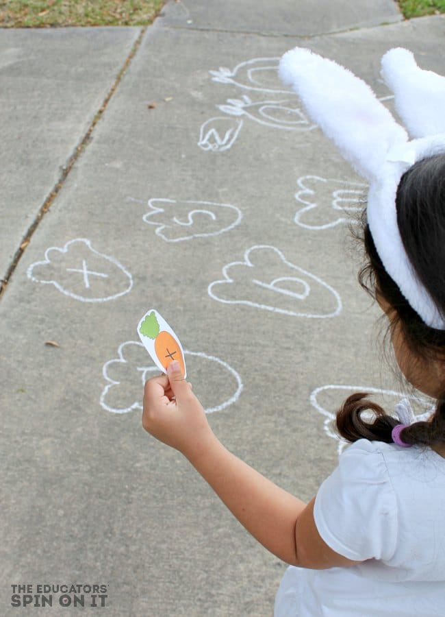 Sidewalk Chalk Game for Spring with Bunny Alphabet Game