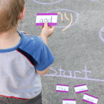 Learn to read Sight Words with this FUN, movement sidewalk chalk sight word game