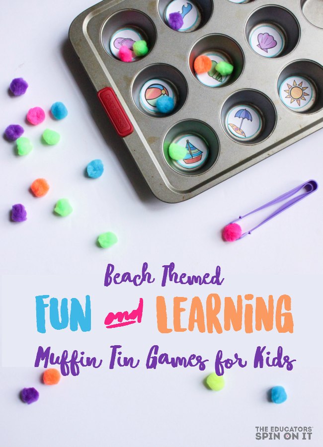 Beach Muffin Tin Syllable Game for Kids