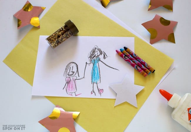 Mother's Day Card Idea for Kids with Star Stamps. A handmade idea for a special MOM 