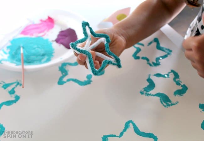 Star Shaped Stamp with Pipe Cleaners for Kids