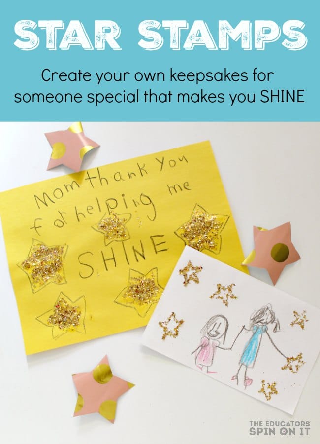 Star Stamps for Making Kids Art for someone special. This kids art project is easy and fun for your child and you! Even with DAD for Mother's Day!