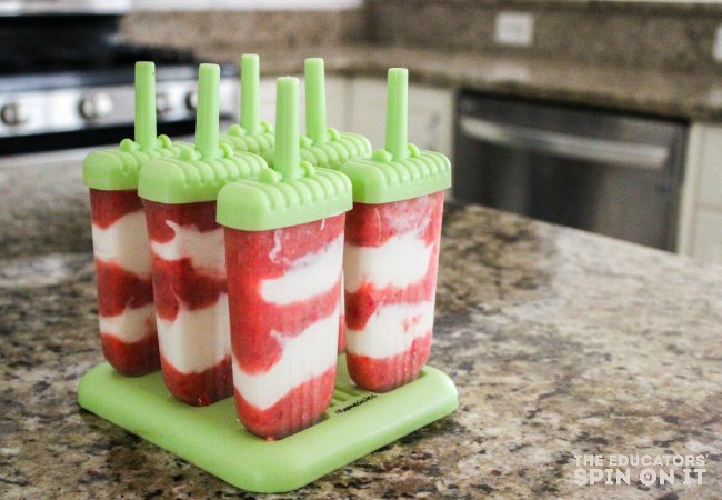 Cat in the Hat inspired 2 Ingredient Popsicles for kids to make and eat!