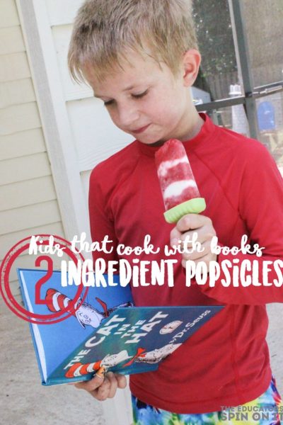 Cat in the Hat inspired 2 Ingredient Popsicles for kids to make and eat! Summer treats. Homemade popsicles. EASY to make.