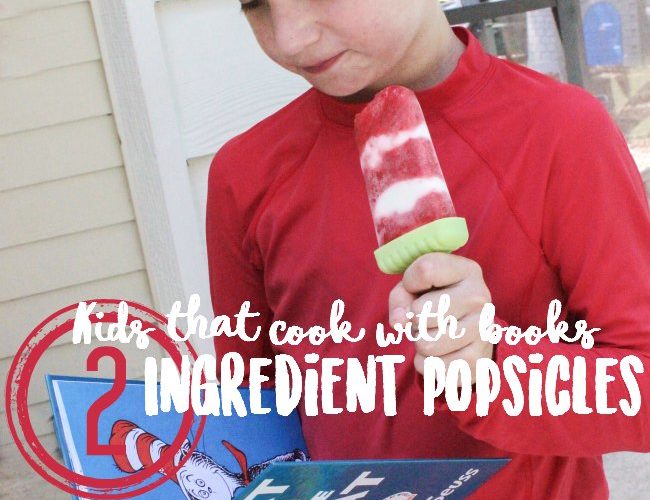 Cat in the Hat inspired 2 Ingredient Popsicles for kids to make and eat! Summer treats. Homemade popsicles. EASY to make.