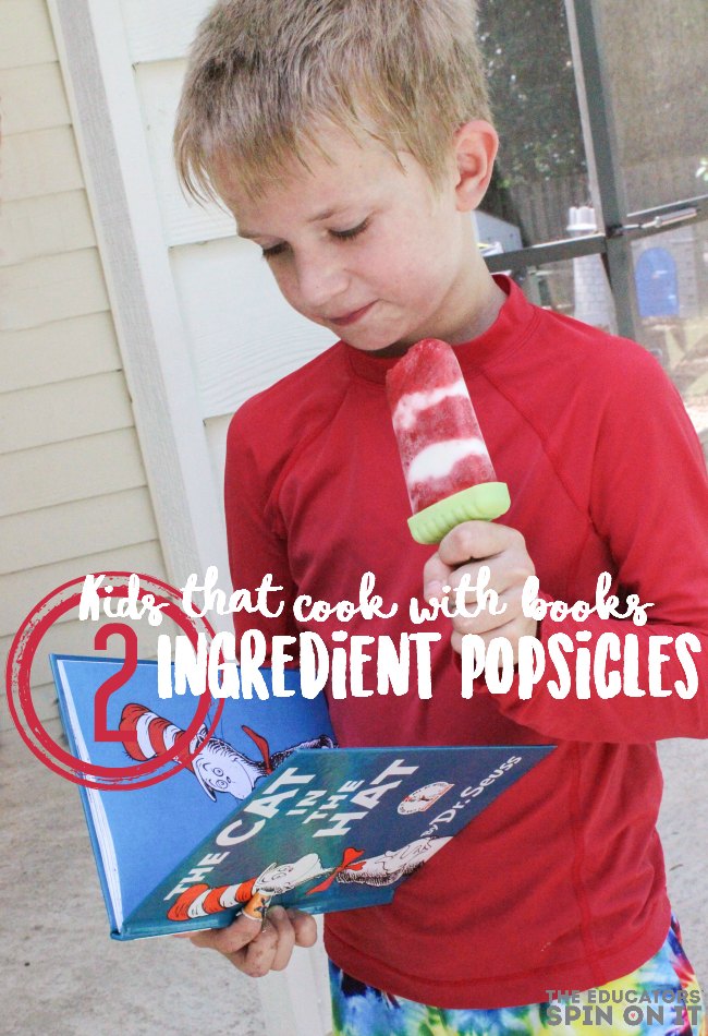 Cat and the Hat inspired 2 Ingredient Popsicles for kids to make and eat! Summer treats. Homemade popsicles. EASY to make.