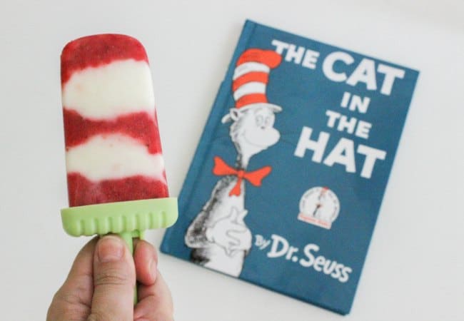 Cat and the Hat inspired 2 Ingredient Popsicles for kids to make and eat!