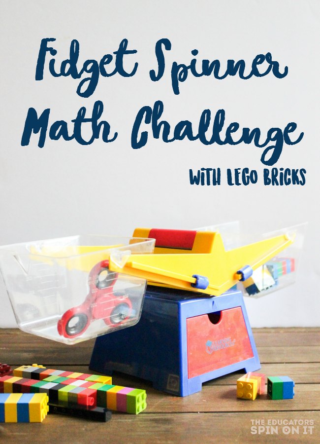 Fidget Spinner Math Challenge with LEGO Bricks to teach Measurement