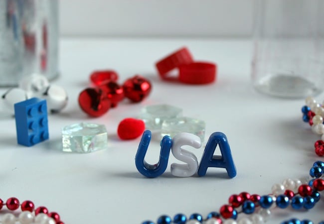 Patriotic Sensory Bottle Items for Red, White and Blue