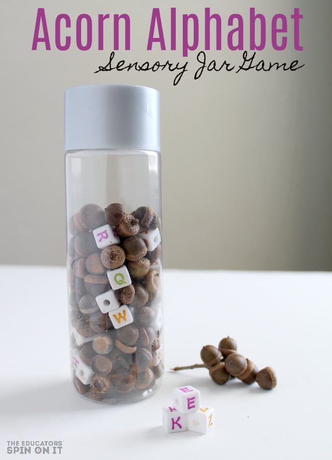 Acorn Alphabet Sensory Jar Game for Preschoolers