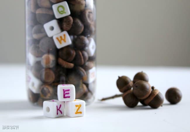 Alphabet Acorn Sensory Jar Game