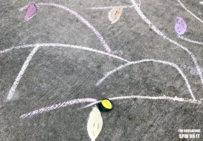 Sidewalk Chalk Game for Fall with Leaf Rocks