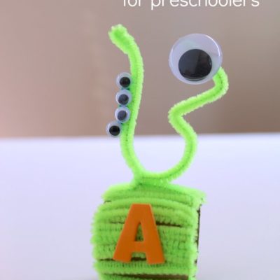 Monster Themed Name Necklace Craft for Preschoolers