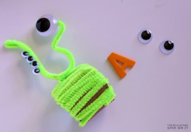 Monster Themed Name Craft for Preschoolers with Pipe cleaners