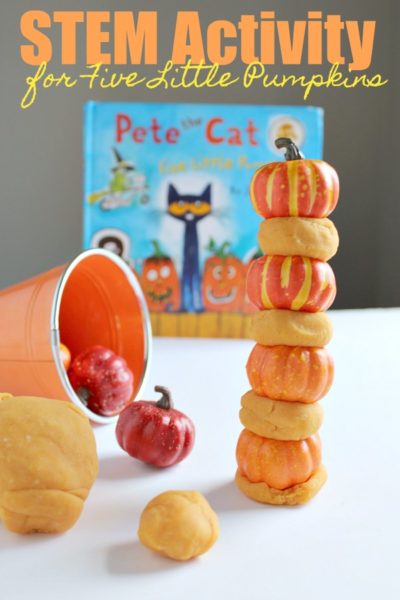 STEM Activity for Five Little Pumpkins with pumpkin playdough