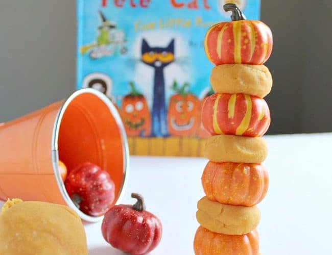 STEM Activity for Five Little Pumpkins with pumpkin playdough