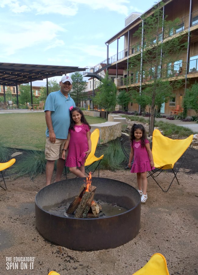 Camp Fire in Courtyard at Lone Star Court Hotel in Austin