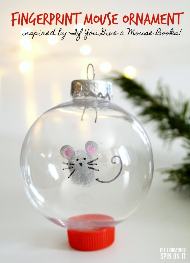 Fingerprint Mouse Themed Ornament for Kids to Make for Christmas