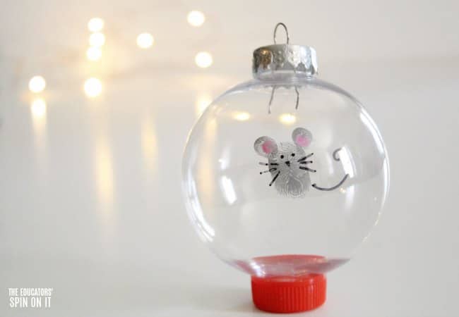 Fingerprint Mouse Themed Ornament for Kids to Make