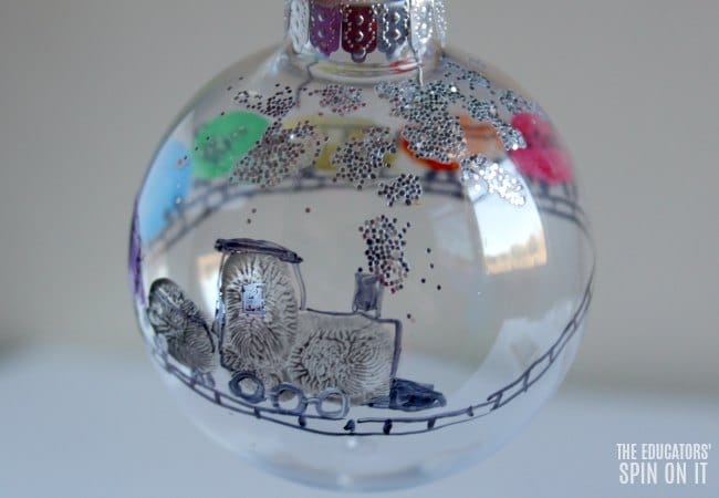 Glitter Train Ornament with Fingerprint Train for Kids