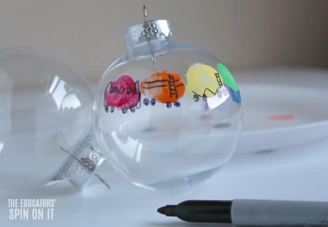 Train Ornament with Fingerprints for Kids