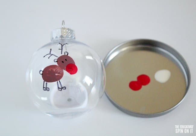 Fingerprint Reindeer Ornament Idea for Christmas