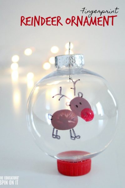 Fingerprint Reindeer Ornament for Preschoolers for Christmas