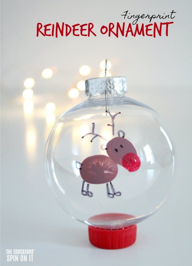 Fingerprint Reindeer Ornament for Preschoolers for Christmas